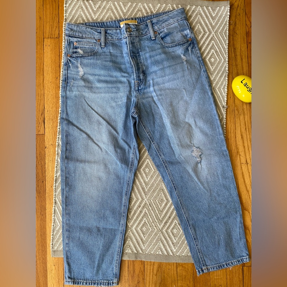 Washed blue cropped denim pants, Size 14